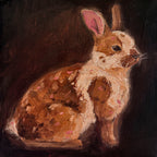 Detailed painting of a rabbit on a dark background